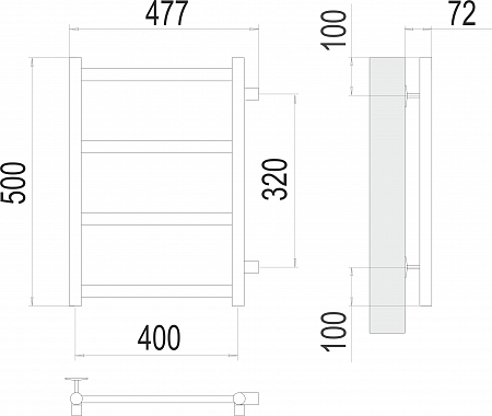Аврора П4 400х500 бп320 Полотенцесушитель  TERMINUS Рубцовск - фото 3