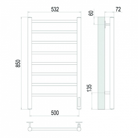 Аврора П8 500х850 Электро Полотенцесушитель TERMINUS Золото Рубцовск - фото 4 Аврора П8 500х850 Электро Полотенцесушитель TERMINUS Золото Рубцовск - фото 4