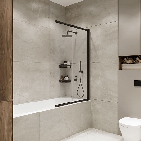 Шторка на ванну слайдер Terminus Ното 01 1500х900 проф.черный Рубцовск - фото 1