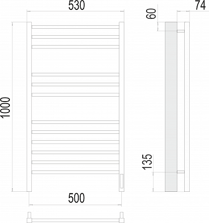 Сицилия П12 500х1000 электро Полотенцесушитель TERMINUS) Рубцовск - фото 3