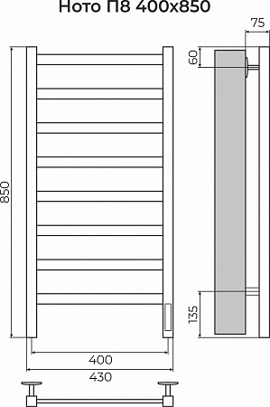 Ното П8 400х850 Электро Полотенцесушитель TERMINUS Рубцовск - фото 3 Ното П8 400х850 Электро Полотенцесушитель TERMINUS Рубцовск - фото 3
