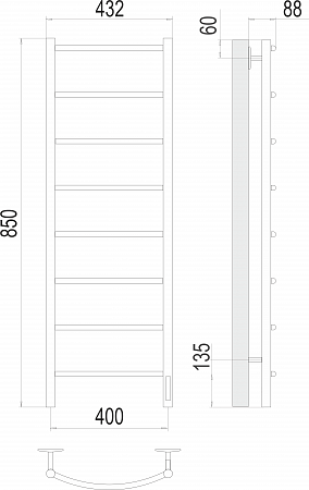 Классик П8 400х850 Электро Полотенцесушитель  TERMINUS Рубцовск - фото 3