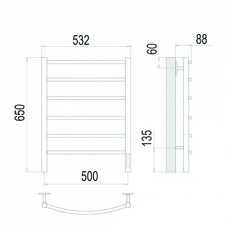 Классик П6 500х650 Электро Полотенцесушитель TERMINUS Сатин Рубцовск - фото 4