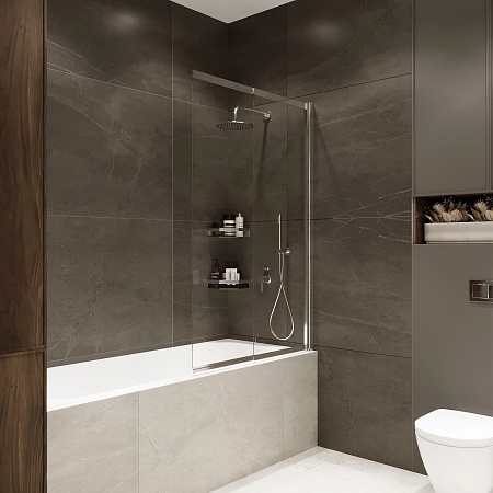 Шторка на ванну слайдер Terminus Ното 01 1500х900 проф.хром Рубцовск - фото 1