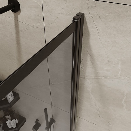 Шторка на ванну слайдер Terminus Ното 01 1500х900 проф.черный, тонированная Рубцовск - фото 5