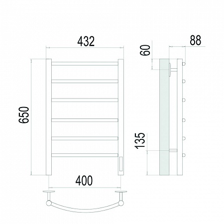 Классик П6 400х650 Электро Полотенцесушитель TERMINUS Сатин Рубцовск - фото 4