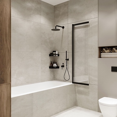 Шторка на ванну слайдер Terminus Ното 01 1500х900 проф.черный Рубцовск - фото 3